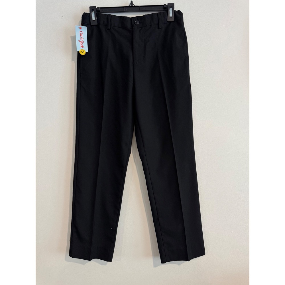 Cat & Jack‎ Flat Front Dress Pants Boys 14 Black Straight Leg Trousers